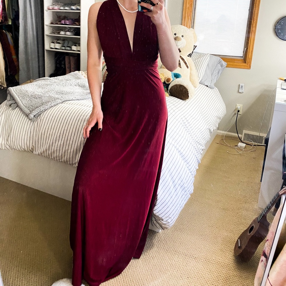 burgundy prom dress